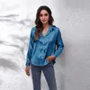 Chemisiers femme chemises Satin imitation soie chemise à manches longues