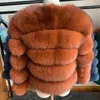 Kvinnors Fur Faux 50cm Real Coat Kvinnor Vinter Tjock Jacka Kort Partihandel Äkta Ärm