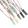 Healing Natursten Hängsmycke Rå Mineral Oregelbundet Rektangel Quartz Pendulum Amazonite Tiger Eye Lapsi Rosa Crystal