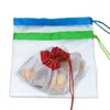 Einkaufstaschen im neuen Amazon-Stil, heiße Verkäufe, 3 Größen, wiederverwendbare Gemüse-Mesh-Taschen für landwirtschaftliche Produkte, Tasche mit Kordelzug