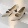 Jurk schoenen vrouwen pompen enkelband dikke hak schoen vierkante teen hoge hakken werken comfortabele dames sandalen maat 30-48 20-5