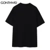 Gonthwid Streetwear Tişörtleri Hip Hop Hareket Mektupları Baskı Tees Gömlek Moda Punk Kaya Gotik T-Shirt Harajuku Kısa Kollu C0315 Tops