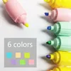 Highlighters 34YC 6 st Portable Cartoon Carrot Fluorescerande Pen Frukttorkare 3mm Skruka Tips Paint Penns Kit för barn