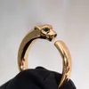 Top c marca pura 925 prata esterlina jóias para mulheres pantera anéis rosa ouro olhos verdes jóias de casamento noivado marca luxo 277n