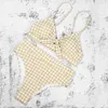 Qeils Yay Ekose Bikinis Push Up Bikini Sapanlar Yastıklı Yüksek Bel Mayo Retro Mayo Kadınlar Seksi Biquini 210621