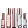 2021 Gros Épais 5 ml 10 ml Or Rose Rouleau Vide Sur Des Bouteilles En Verre Pour Huiles Essentielles Parfum Avec METAL Roller Ball DHL Livraison Gratuite