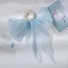 Elegancka wiązana łęk wstążka scrunchies koronki perłowa liny włosy motyl włosy gumowe zespół damskie akcesoria do włosów ins