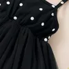 2021 0-4y Dzieci Dzieci Dziewczyna Słodka Dresy Dot Print Bow Straps Bez Rękawów Tulle Tutu Dress Princess Toddler Summer Sundress Q0716
