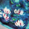 Halsdukar Claude Monet039s oljemålning 100 Mulberry Silk Scarf Women Abstract Water Lily Print sjalar och Wraps Foulard Femme L7927355