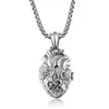 (23mm * 35mm) open anatomisch orgaan hart hanger heren roestvrijstalen urn herdenkings medaillon ketting ketting 21.6 inch zwart zilver goud