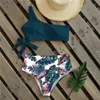 Sexy Bikinis Frauen Eine Schulter Swimwear Hohe Taille Badeanzug Bandage Badeanzüge Strand Tragen Biquini Weibliche 210630