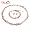 Daimi 8-9mm Barroco Jóias 925 Sterling Silver Pearl Sets Colar / Brincos / Pulseira para Mulheres