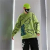 Harajuku pull tricoté dessin animé motif dinosaure pull Hip Hop Streetwear printemps décontracté hauts vert