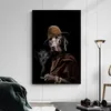 Grappige Art Retro Hond In Een Hoed Roken Canvas Schilderij Poster Print Cuadros Wall Art voor Woonkamer Home Decor