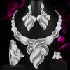 Collana Orecchini Set GODKI Luxury Feather Leaf Nigerian Choker Per le donne Wedding Cubic Zircon CZ Dubai Gold Bridal 2022