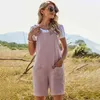 Loose Casual Sweet Streetwear Summer Women Jumpsuit Patchwork Bowknot Solid Color Pocket Flanging Shorts Female Overalls 210603