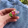 10Pcs Trendy Sweet Styles Gold Plated Enamel Flower Ring Women Adjustable Finger Rings Party Jewelry Gift