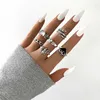 Aprilwell 6 PCs Gothic Silver Color Ring Set For Women Aesthetic Costume Retro Jewelry Anxiety Chunky Gadgets X0715