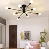 Vintage Metal Star Chandelier Lighting Ceiling lights Black White Gold 6 / 8 Sockets Retro Spider Light Semi Flush Mount Lamp Moder