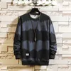 Autumn Spring Hoodie Sweatshirt Mens Black White Hip Hop Striped Punk Pullover Streetwear Casual Fashion Clothes OVERSize 5XL 210813