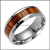 Band Rings Jewelry Stainless Steel Mens Wood High Quality Men S Wooden Titanium Ring For Women Fashion In Bk Drop Delivery 2021 Lywh1