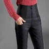 Mode brillant taille haute canard bas pantalon femmes hiver neige porter surdimensionné coton pantalon décontracté épais leggings chauds 211124