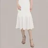 Женские сетки слоеного рукава сексуальное ведро платье мода квадратная шея оборками рученные платья клубная вечеринка белый 210603