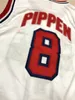 Retro College # 8 Pippen USA Team Dream Basketball Jersey All Centred White Blue Livraison gratuite Top Quality