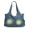 Borse per la spesa Ipinee Moda Donna Vintage Borsa a mano in denim casual Lady Jeans di grande capacità Tote Nastro in tessuto Messenger creativo a spalla 220303