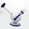 Bong Glass water pipe smoking hookah 6 1inches tall praotable creative blue ball bottom filter bong ice catcher simple thickness w6843651