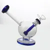 Bong Pipa ad acqua in vetro per fumare narghilè 6 1 pollici di altezza praticabile creativo palla blu filtro inferiore bong raccoglitore di ghiaccio spessore semplice w9818086