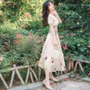 Yosimi wieczorowa sukienka lato elegancki haft kwiatowy wysokiej jakości tkaniny z krótkim rękawem kwadratowy kołnierz długie kobiety sukienki 210604