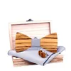 Bow Ties 2021 Vuxen Herr Trä Bowtie Pocket Square Cufflinks Set Man Wood Corbatas Hombre Pajarita Accessories Presents