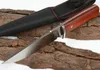 Snabb Shiiping Bowie Fixed Blade Jaktkniv 9CR18Mov Satin Drop Point Blades Full Tang Rosewood Handtag Survival Raka Knivar Med Nylon