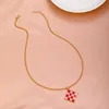 Pendanthalsband Zyzq Fashion Color Oil Drop Checkerboard Halsband för kvinnor Sweet Square Ritning Board CLAVICLE Kedja Personlighet Jewelr