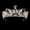 Charme violet cristal couronne de mariée diadèmes bandeaux magnifique strass diadème pour princesse reine accessoires de cheveux de mariage J0121