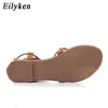 Eilyken Summer Roman Sandals Multiple Cross-Strap alto al ginocchio Perizoma Nubuck Donna Sandali Infradito Nero Albicocca Marrone Y0721