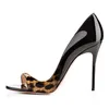 Sandaler Sexig Leopard Print Toe Fashion Bag Tun High Heeled Heel Stor Storlek Kvinnors Skor