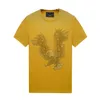 Summer Casual Mens Crewneck Rhinestone T koszule żółte z wzorami - pullover z krótkim rękawem Kobiety szczupłe tee unisex