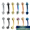 10 pçs / lote Aço Inoxidável Aço Aço Spike Ball Barbells Curvo Sobrancelha Piercing Bar Body Jóias Helix Piercing Anel 16G Preço de Fábrica Especialista Qualidade