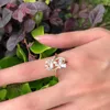 Kinel New Natural Zircon Cristal Fleur Anneaux pour Femmes 585 Or Rose Fine Creux Ethnique Bague De Mariage Hyperbole Vintage Bijoux X0715