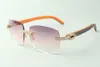 Designer XL Diamond Sunglasses 3524025 avec verres à bras en bois orange Taille de vente directe 18-135 mm 191E