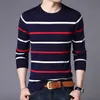 Pullover Männer Marke Streetwear Herbst Winter Casual Langarm Pullover Schwarz Männer Gestreiften Strickwaren Pull Homme Oansatz Kleidung 210603