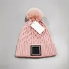 Bonnet tricoté en laine pour femme, bonnet épais et chaud, en fausse fourrure, pom, bonnet féminin, hiver