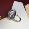 Brand Pure 925 Bijoux en argent sterling pour les femmes 925 Anneaux d'argent mariage 3 autour de la bague CZ Engagement de mariage Silver Rings276S