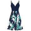 Casual Kleider Blumenkleid Damen V-Ausschnitt Print Strap Sommer Swing mit Rüschen Kleidung Vestido de Mujer