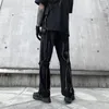 Men's Pants Ribbons Zipper Techwear Cargo Japanese Streetwear Joggers Man Casual Hip Hop Straight Trousers
