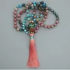 Edothalia hand geknoopte kralen kwasten ketting vrouwen, met zes ture mantra woorden Nepal hanger vrouwen sieraden