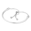 Moments Pave Heart Clasp Snake Chain Slider Bracelet 2020 Arrival 925 Sterling Silver Bracelets Women DIY Charms Jewelry