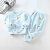 Barnens pyjamas Vinter Tjock Varm Suit Flannel Home Service Tecknade pojkar och tjejer Baby Two-Piece 211130